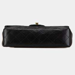 Pre Owned Chanel Black Small Classic Lambskin Double Flap