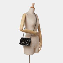 Pre Owned Chanel Black Mini Square Classic Patent Single Flap