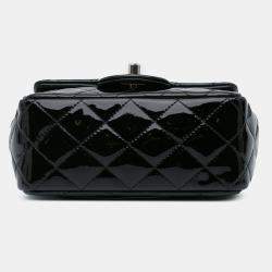 Pre Owned Chanel Black Mini Square Classic Patent Single Flap
