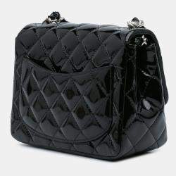 Pre Owned Chanel Black Mini Square Classic Patent Single Flap