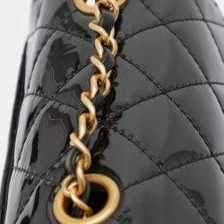 Pre Owned Chanel Black Mini Square Classic Patent Single Flap