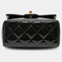 Pre Owned Chanel Black Mini Square Classic Patent Single Flap