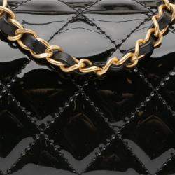 Pre Owned Chanel Black Mini Square Classic Patent Single Flap