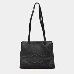 Pre Owned Chanel Black CC Caviar Leather Tote