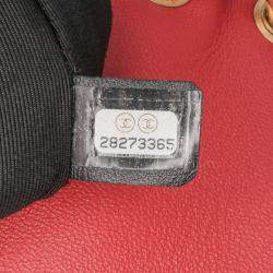 Pre Owned Chanel Red Small Quilted Lambskin Chain Link Flap