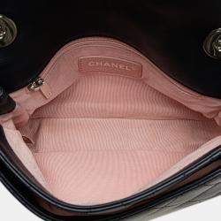 Pre Owned Chanel Blue Quilted Lambskin and Tweed Elegant Trim Flap