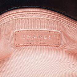 Pre Owned Chanel Blue Quilted Lambskin and Tweed Elegant Trim Flap