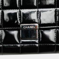 Pre Owned Chanel Black CC Chocolate Bar Patent Clutch on Chain
