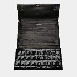 Pre Owned Chanel Black CC Chocolate Bar Patent Clutch on Chain