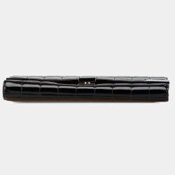 Pre Owned Chanel Black CC Chocolate Bar Patent Clutch on Chain