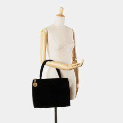 Pre Owned Chanel Black Velvet Medallion Tote