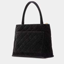 Pre Owned Chanel Black Velvet Medallion Tote