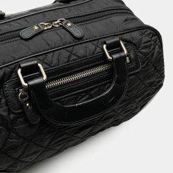 Pre Owned Chanel Black Paris New York Quilted Nylon Duffle Handbag