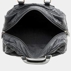 Pre Owned Chanel Black Paris New York Quilted Nylon Duffle Handbag