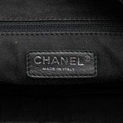 Pre Owned Chanel Black Paris New York Quilted Nylon Duffle Handbag