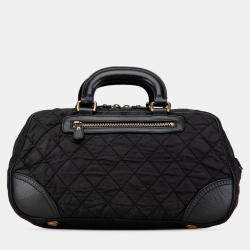Pre Owned Chanel Black Paris New York Quilted Nylon Duffle Handbag