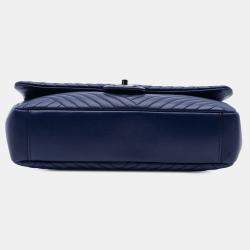 Pre Owned Chanel Blue Large Lambskin CC Crossing Flap