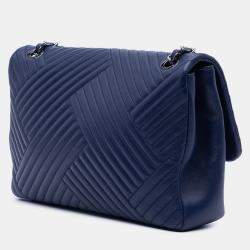 Pre Owned Chanel Blue Large Lambskin CC Crossing Flap