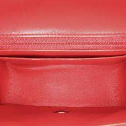 Pre Owned Chanel Red Mini Square Classic Lambskin Flap