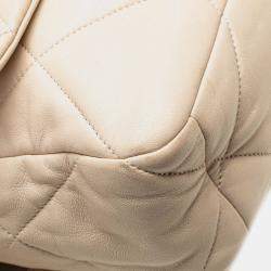 Pre Owned Chanel Cream Large Lambskin 19 Flap