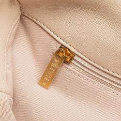 Pre Owned Chanel Cream Large Lambskin 19 Flap