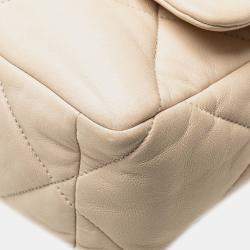 Pre Owned Chanel Cream Large Lambskin 19 Flap