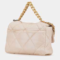 Pre Owned Chanel Cream Large Lambskin 19 Flap