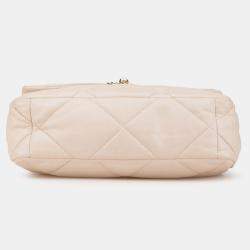 Pre Owned Chanel Cream Large Lambskin 19 Flap