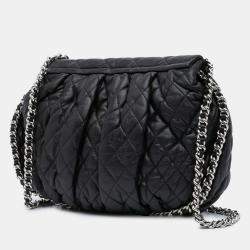 Pre Owned Chanel Black Large Lambskin Chain Around Flap