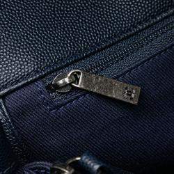 Pre Owned Chanel Navy Blue Large Caviar Coco Top Handle Bag