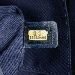 Pre Owned Chanel Navy Blue Large Caviar Coco Top Handle Bag