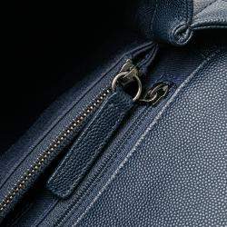Pre Owned Chanel Navy Blue Large Caviar Coco Top Handle Bag