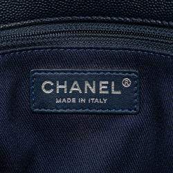 Pre Owned Chanel Navy Blue Large Caviar Coco Top Handle Bag