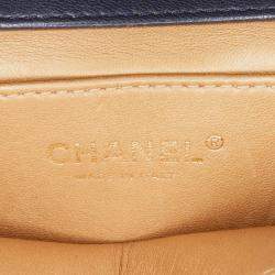 Pre Owned Chanel Navy Blue Small Lambskin Chic Pearls Flap