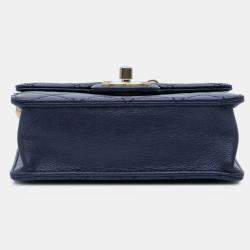 Pre Owned Chanel Navy Blue Small Lambskin Chic Pearls Flap