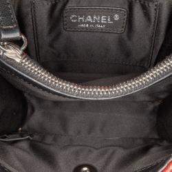 Pre Owned Chanel Black Red Mini Square Lambskin Graphic Flap Crossbody