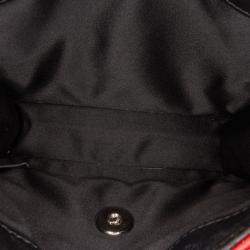 Pre Owned Chanel Black Red Mini Square Lambskin Graphic Flap Crossbody