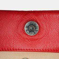 Pre Owned Chanel Red Quilted Caviar Expandable Zip Tote