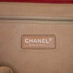 Pre Owned Chanel Red Quilted Caviar Expandable Zip Tote