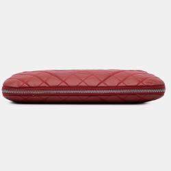 Pre Owned Chanel Red Quilted Caviar Expandable Zip Tote