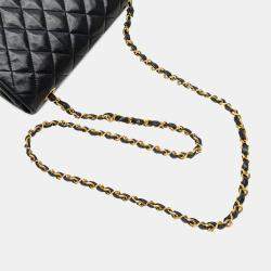 Pre Owned Chanel Navy Blue CC Quilted Lambskin Round Flap