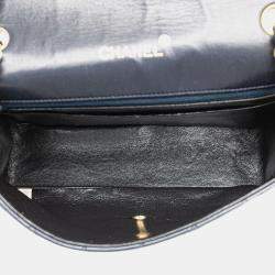 Pre Owned Chanel Navy Blue CC Quilted Lambskin Round Flap