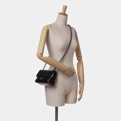 Pre Owned Chanel Black Mini Square Classic Patent Single Flap