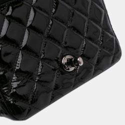 Pre Owned Chanel Black Mini Square Classic Patent Single Flap