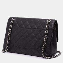 Pre Owned Chanel Black Jumbo Classic Caviar Double Flap
