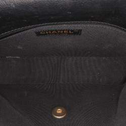 Pre Owned Chanel Black CC Chevron Lambskin Round Flap Satchel