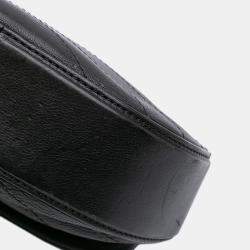Pre Owned Chanel Black CC Chevron Lambskin Round Flap Satchel