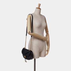 Pre Owned Chanel Black CC Chevron Lambskin Round Flap Satchel