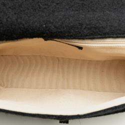 Pre Owned Chanel Black Jumbo Reissue 2.55 Choco Bar Wool Felt Identification Flap