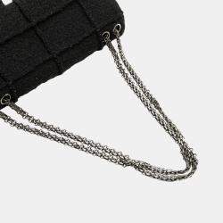 Pre Owned Chanel Black Jumbo Reissue 2.55 Choco Bar Wool Felt Identification Flap
